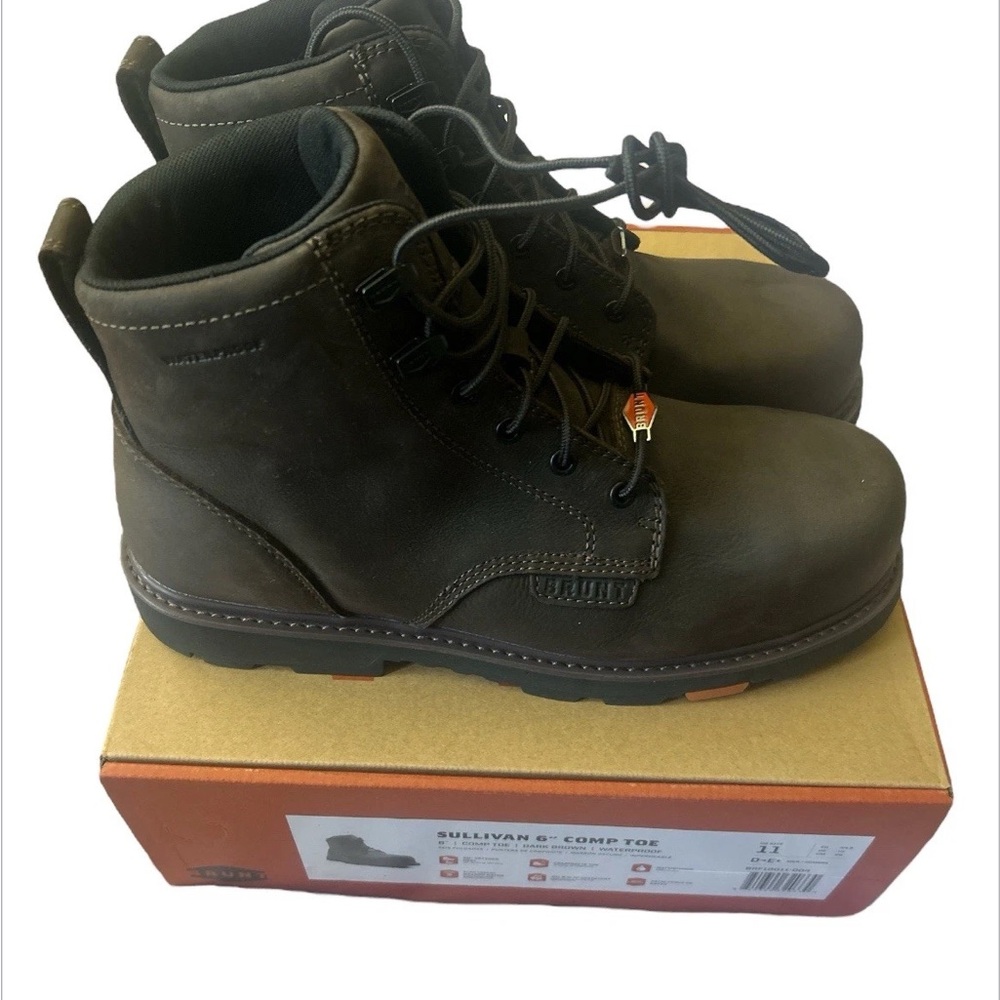BRUNT Men’s Brown Sullivan 6’ Comp Toe Waterproof Boots Brown Size 10.5 and 11